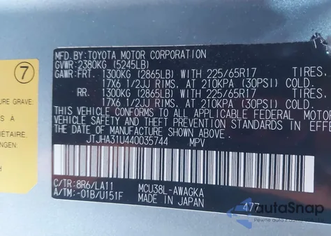 2004 Lexus Rx 330 from USA, damaged, VIN JTJHA31U440035744